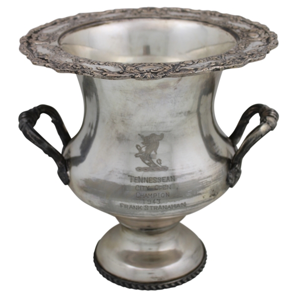 Frank Stranahans 1943 Tennessean City Open Champions Silver on Copper Trophy w/Course Record 63