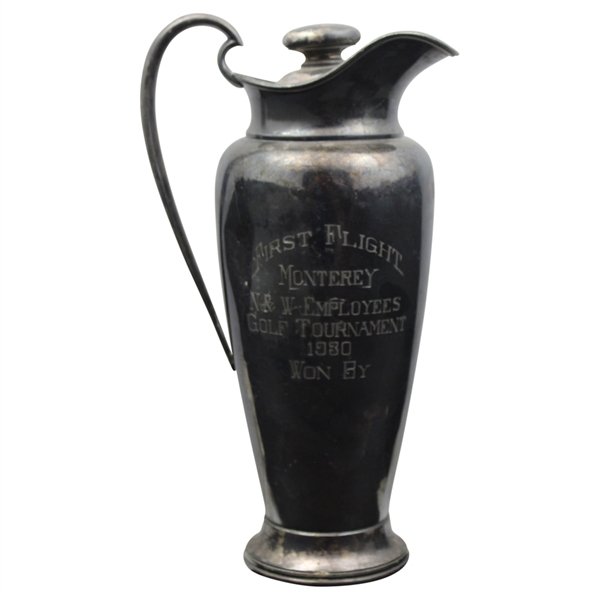 1930 Monterey N & W Employees Golf Tournament First Flight Trophy Pitcher w/Stopper