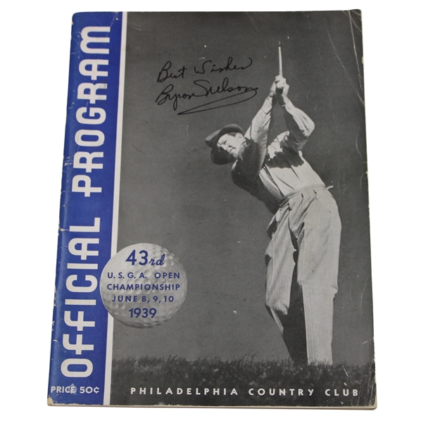 Byron Nelson Signed 1939 US Open at Philadelphia CC Official Program JSA ALOA