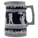 Vintage Copeland A.H. Stearns & Co. Golf Themed Blue Pitcher