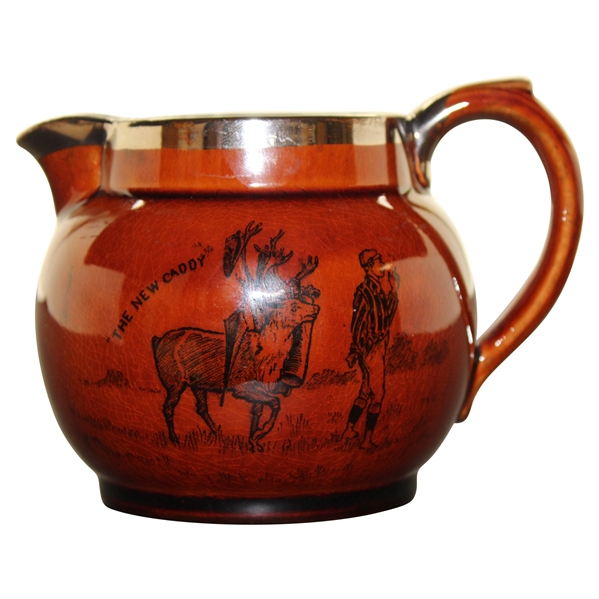 c.1900 Athlo Ware The New Caddy Burslem England Silver Rimmed Pitcher