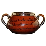 c.1900 Athlo Ware 'The New Caddy' Burslem England Silver Rimmed 2-Handle Bowl