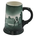 Pre-1906 Lenox Green Painted Golfer, Caddy & Clubhouse Scene Stein/Mug