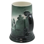 Pre-1906 Lenox Green Painted Golfer, Caddy & Clubhouse Scene Stein/Mug