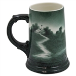 Pre-1906 Lenox Green Painted Golfer, Caddy & Clubhouse Scene Stein/Mug