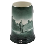 Pre-1906 Lenox Green Painted Golfer, Caddy & Clubhouse Scene Stein/Mug