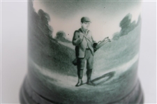 Pre-1906 Lenox Green Painted Golfer, Caddy & Clubhouse Scene Stein/Mug