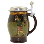 Vintage Royal Doulton Ceramic Stein w/Pewter Lid & Crombie 17th Century Pilgrim Era Golf Figures