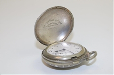 Decorative Pewter Lady Golfer Holder w/Brev Swissmade Mesh Pattern Golf Ball Watch