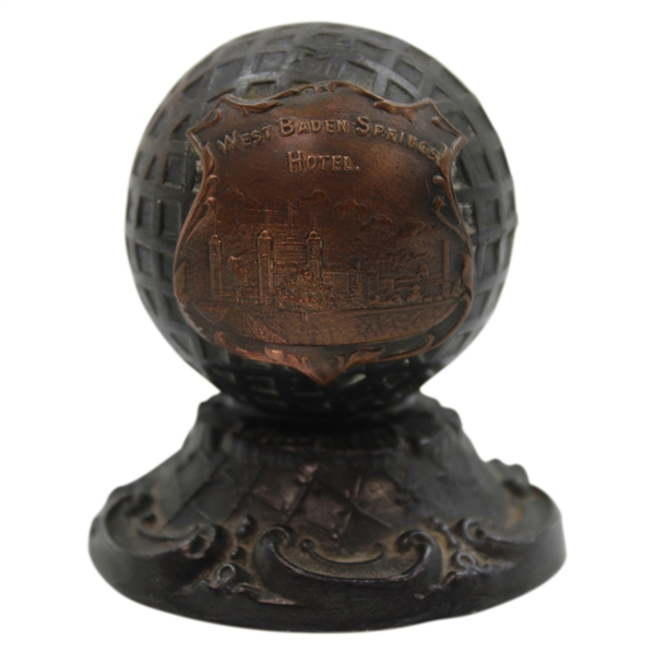 Mesh Golf Ball Themed with West Baden Springs Hotel Shield Paperweight