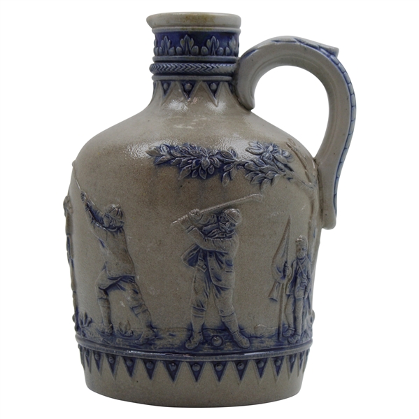 c.1900 Simon Peter Gerz of Lohr Ges Gesch German Golf Scene Gray Growler Jug