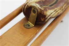 Vtg Holbrook Wood & Leather Reg. Patent Caddie Golf Club Carrier Stand Bag