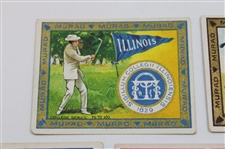 Seven (7) 1910 Murad Cigarettes College Series Golf Cards Incl. U of I, Indiana & More