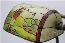 Golfer Stained Glass Motif Desk Lamp