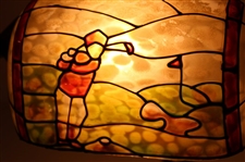 Golfer Stained Glass Motif Desk Lamp