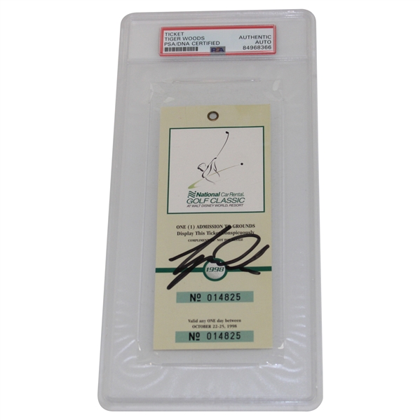Tiger Woods Signed 1998 Disney National Car Rental Classic Full Ticket PSA #84968366