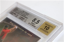 Tiger Woods Signed 2012 UD All-Time Greats Shining Moments Ltd Ed #4/5 1997 Masters Card BAS 8.5 AUTO 10
