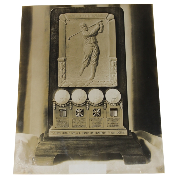 Original Photo Of Bobby Jones Grand Slam Used Golf Balls Display