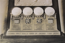 Original Photo Of Bobby Jones Grand Slam Used Golf Balls Display