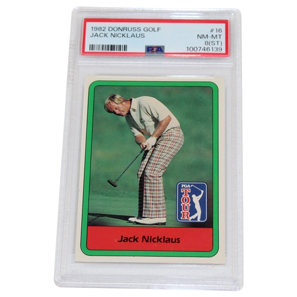 1982 Donruss Golf Jack Nicklaus #16 PSA NM-MT 8 (ST) #100746139