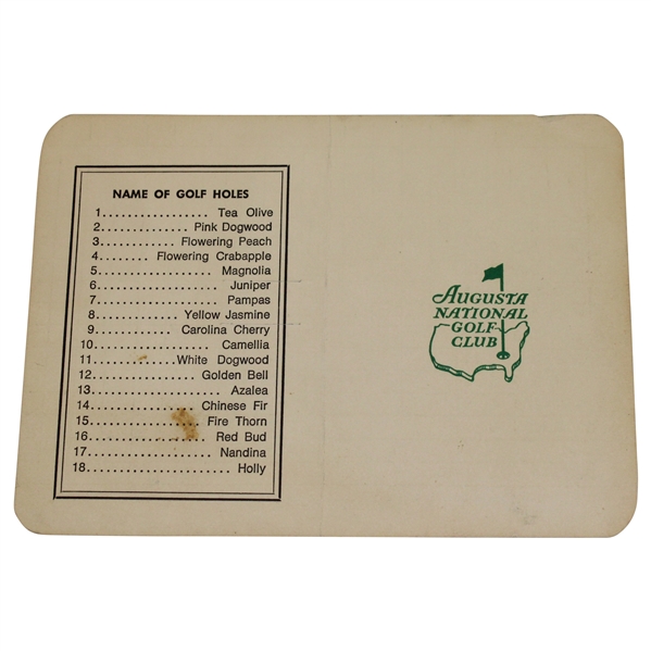 Augusta National Golf Club Scorecard