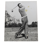 Ben Hogan Post Swing B & W Photo On Board