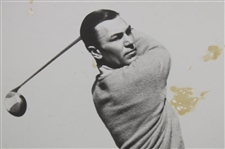 Ben Hogan Post Swing B & W Photo On Board