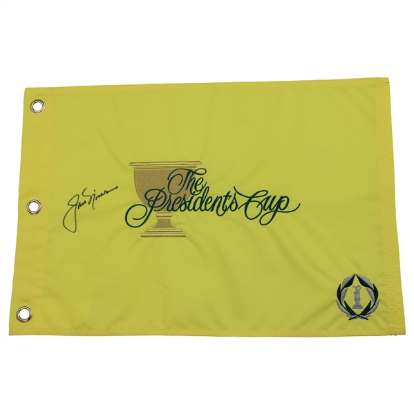 Jack Nicklaus Signed Undated The Presidents Cup at Muirfield Embroidered Flag JSA ALOA