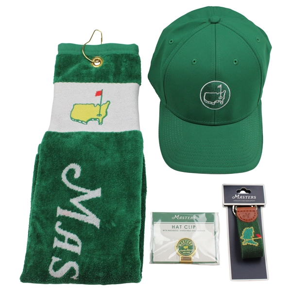 Masters Tournament Green Caddy Hat, Embroidered Keychain, Logo Bag Towel & Hat Clip