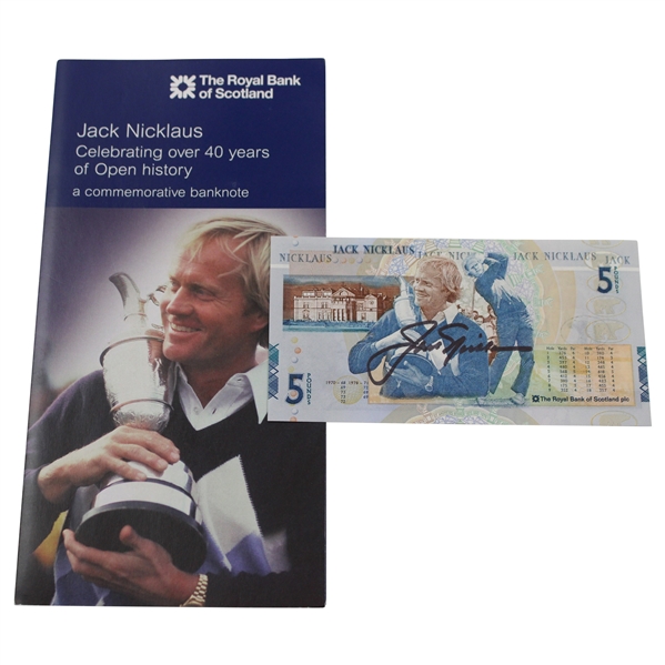 Jack Nicklaus Signed 5lb RBS St. Andrews Bank of Scotland Note w/Envelope JSA ALOA