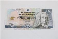 Jack Nicklaus Signed 5lb RBS St. Andrews Bank of Scotland Note w/Envelope JSA ALOA