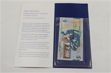 Jack Nicklaus Signed 5lb RBS St. Andrews Bank of Scotland Note w/Envelope JSA ALOA