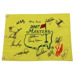 Big 3 Arnie, Jack & Gary w/other Champs Multi Signed 2007 Masters Embroidered Flag JSA ALOA