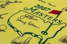 Big 3' Arnie, Jack & Gary w/other Champs Multi Signed 2007 Masters Embroidered Flag JSA ALOA