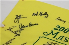 Big 3' Arnie, Jack & Gary w/other Champs Multi Signed 2007 Masters Embroidered Flag JSA ALOA