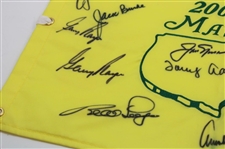 Big 3' Arnie, Jack & Gary w/other Champs Multi Signed 2007 Masters Embroidered Flag JSA ALOA