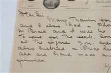 Harry Vardon Signed 1923 Handwritten Message on Personal Letterhead JSA ALOA
