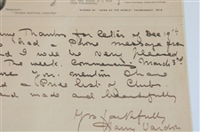 Harry Vardon Signed 1923 Handwritten Message on Personal Letterhead JSA ALOA