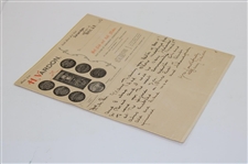 Harry Vardon Signed 1923 Handwritten Message on Personal Letterhead JSA ALOA