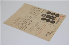 Harry Vardon Signed 1923 Handwritten Message on Personal Letterhead JSA ALOA
