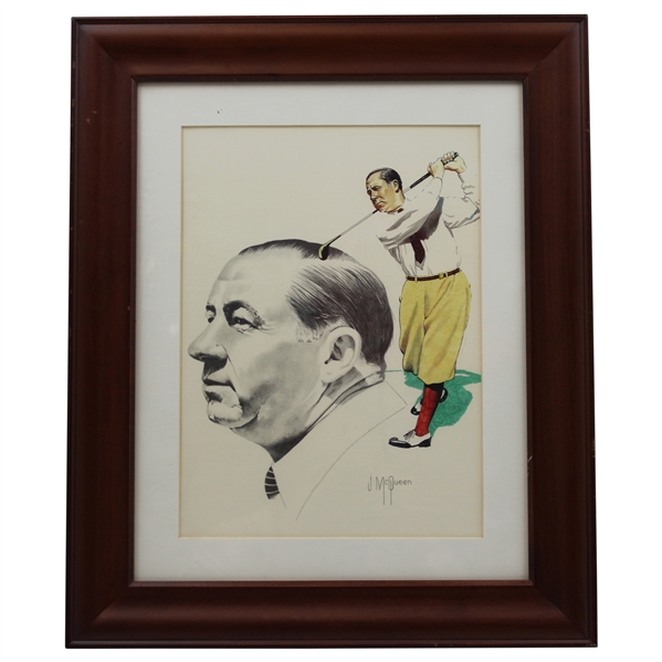 Original Walter Hagen Portrait by Artist Jim McQueen - Framed