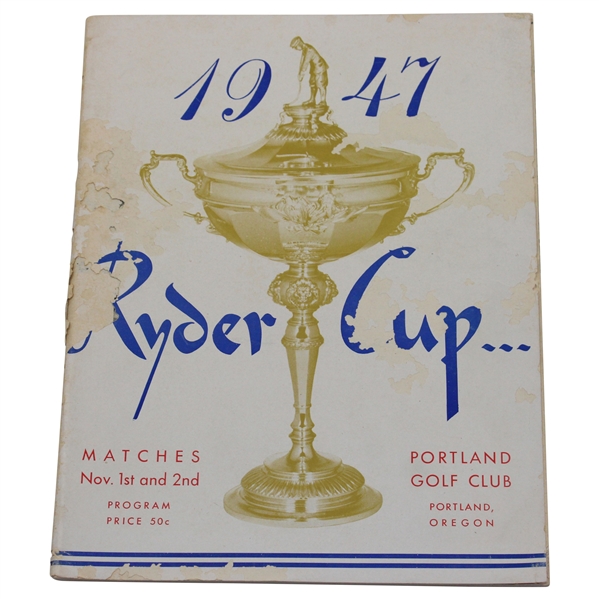 1947 Ryder Cup at Portland Golf Club Official Program - USA 11-1 Win