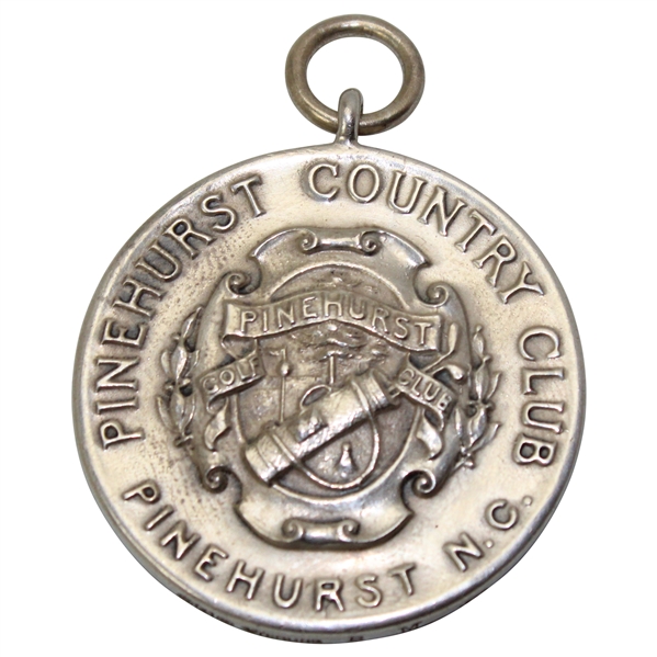 1911 Pinehurst Golf Club Valentines Tournament Captains Cup Runner-Up Sterling Silver Medal