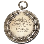 1911 Pinehurst Golf Club Valentine's Tournament Captain's Cup Runner-Up Sterling Silver Medal