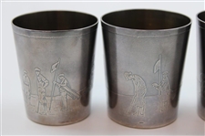 Golf Themed Silver Plate Nesting Cups w/Original Case - Includes Hagen's Roadster
