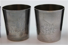 Golf Themed Silver Plate Nesting Cups w/Original Case - Includes Hagen's Roadster