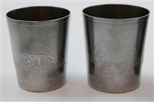 Golf Themed Silver Plate Nesting Cups w/Original Case - Includes Hagen's Roadster