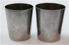 Golf Themed Silver Plate Nesting Cups w/Original Case - Includes Hagen's Roadster