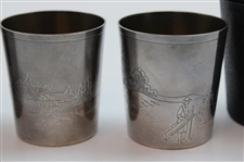 Golf Themed Silver Plate Nesting Cups w/Original Case - Includes Hagen's Roadster