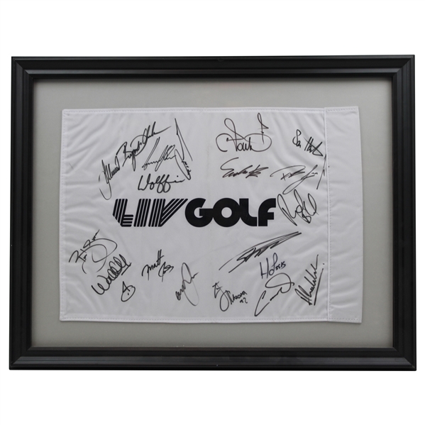 DeChambeau, Norman & 16 others Signed LIV Golf Flag - Framed JSA ALOA